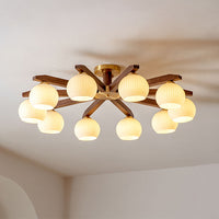 WOMO Ribbed Glass Arm Semi Flush Mount Ceiling Light-WM1210