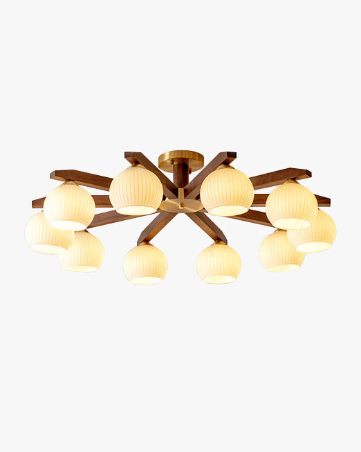 WOMO Ribbed Glass Arm Semi Flush Mount Ceiling Light-WM1210