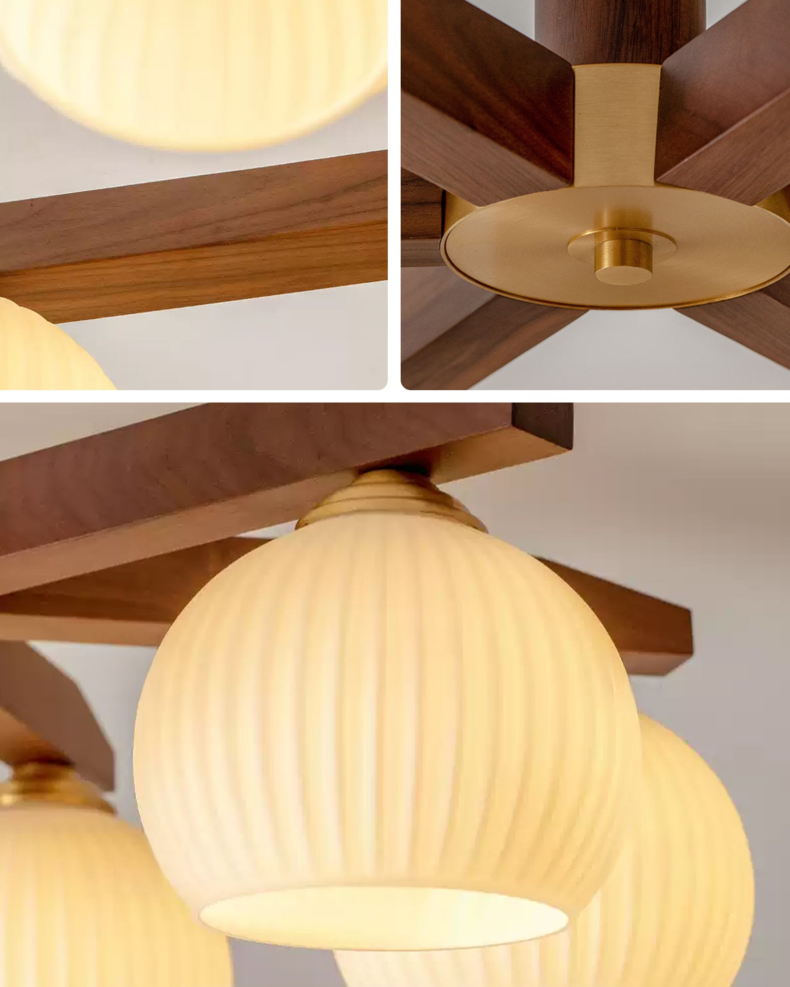 WOMO Ribbed Glass Arm Semi Flush Mount Ceiling Light-WM1210