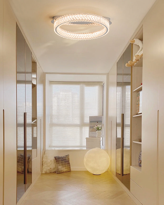 WOMO Crystal Circle Semi Flush Mount Ceiling Light-WM1213