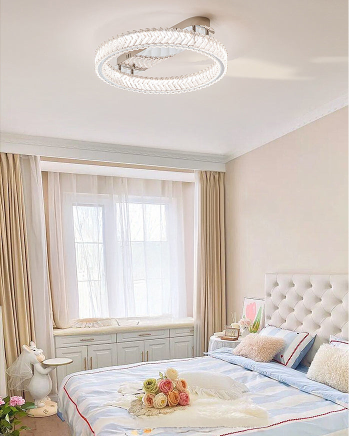 WOMO Crystal Circle Semi Flush Mount Ceiling Light-WM1213