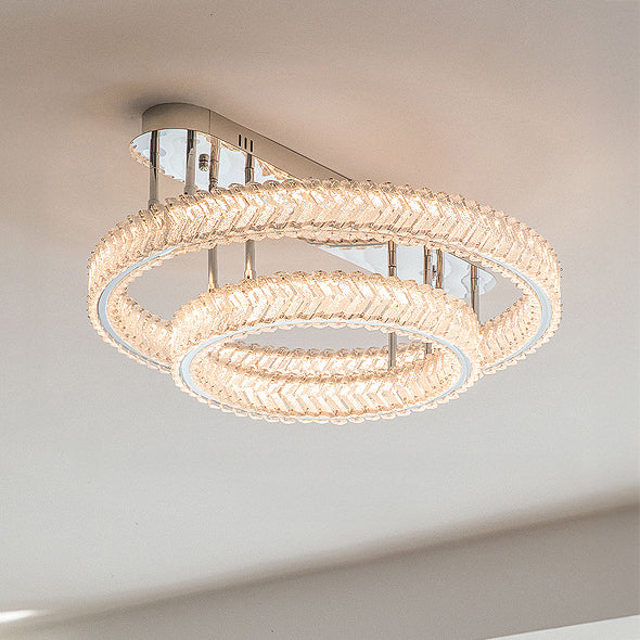 WOMO Crystal Circle Semi Flush Mount Ceiling Light-WM1213