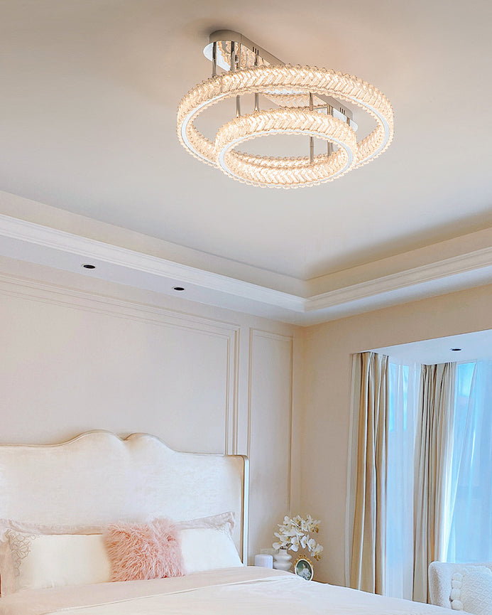 WOMO Crystal Circle Semi Flush Mount Ceiling Light-WM1213