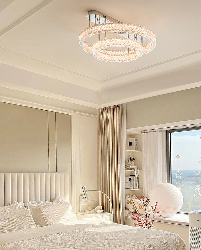 WOMO Crystal Circle Semi Flush Mount Ceiling Light-WM1213