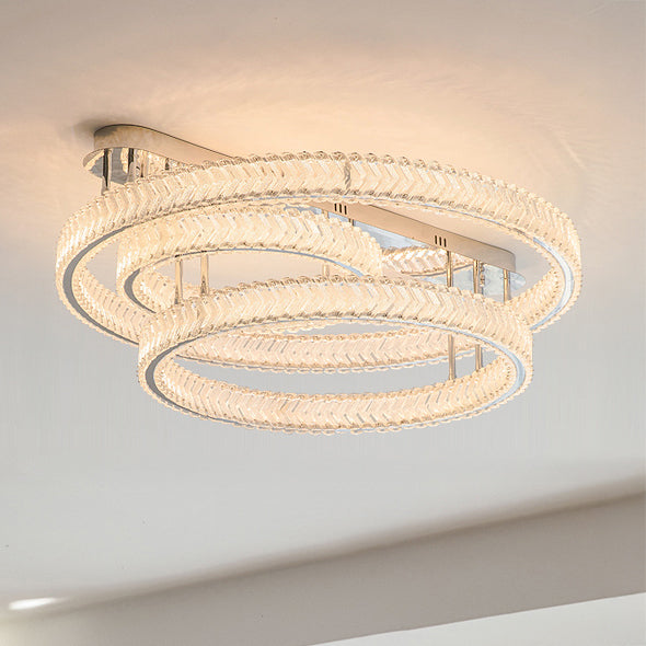 WOMO Crystal Circle Semi Flush Mount Ceiling Light-WM1213