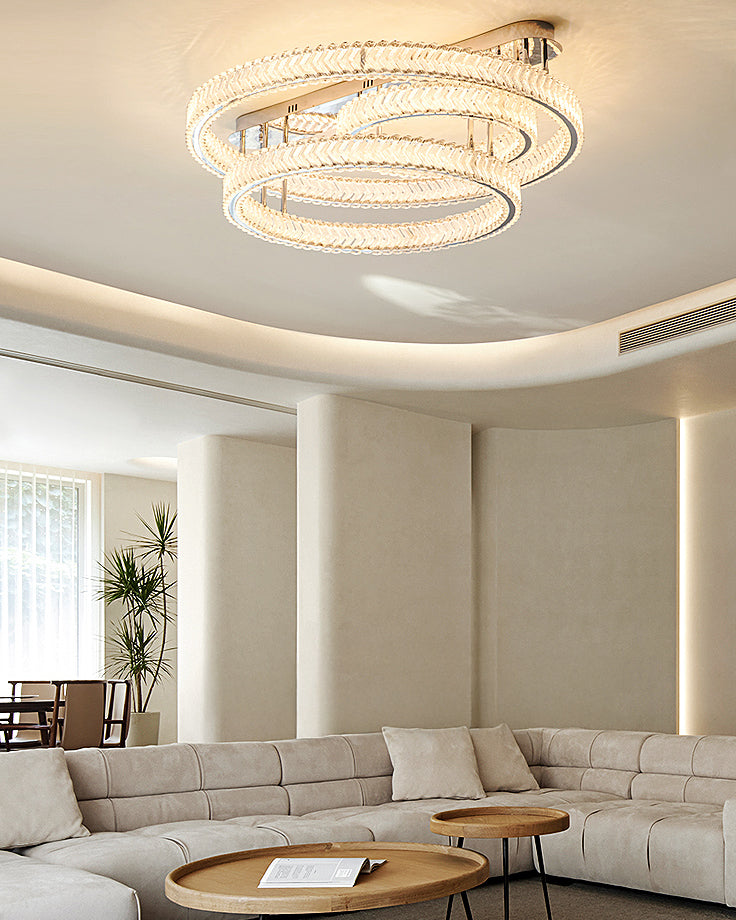 WOMO Crystal Circle Semi Flush Mount Ceiling Light-WM1213