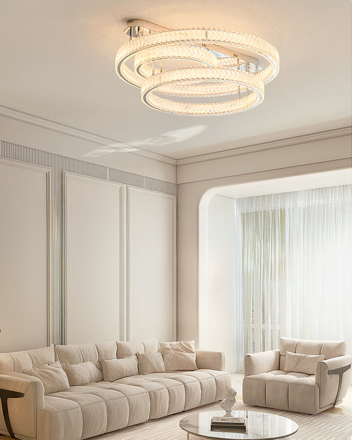 WOMO Crystal Circle Semi Flush Mount Ceiling Light-WM1213