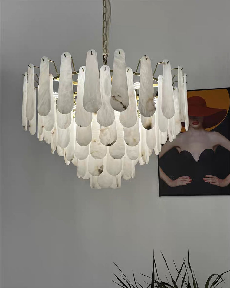 WOMO Tiered Raindrop Alabaster Chandelier-WM2395