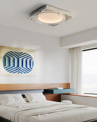 WOMO Walnut/Chrome Square Ceiling Light-WM1218