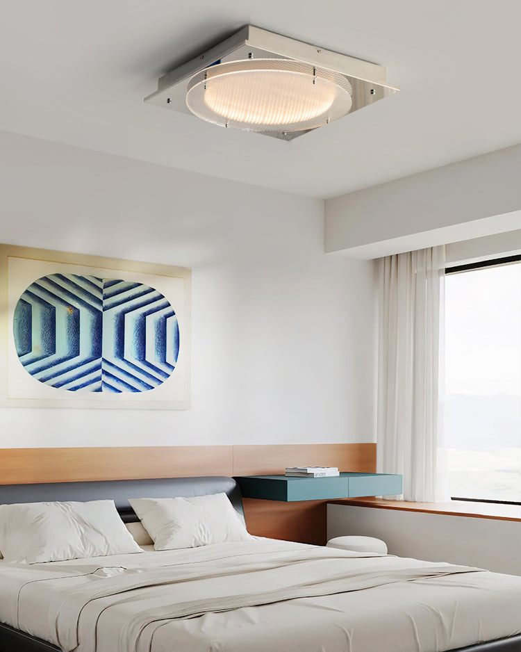 WOMO Walnut/Chrome Square Ceiling Light-WM1218