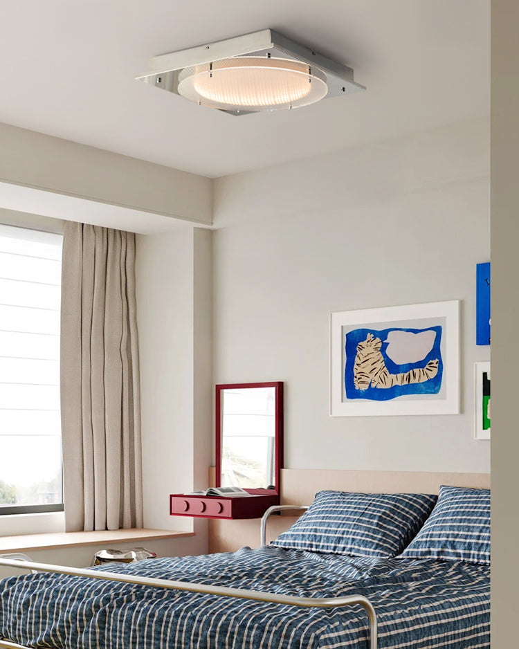 WOMO Walnut/Chrome Square Ceiling Light-WM1218