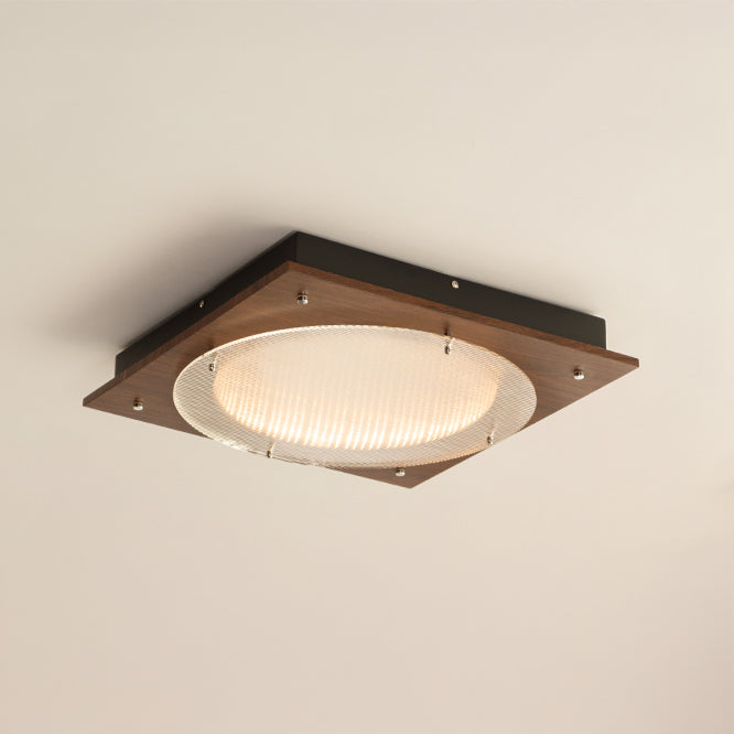 WOMO Walnut/Chrome Square Ceiling Light-WM1218