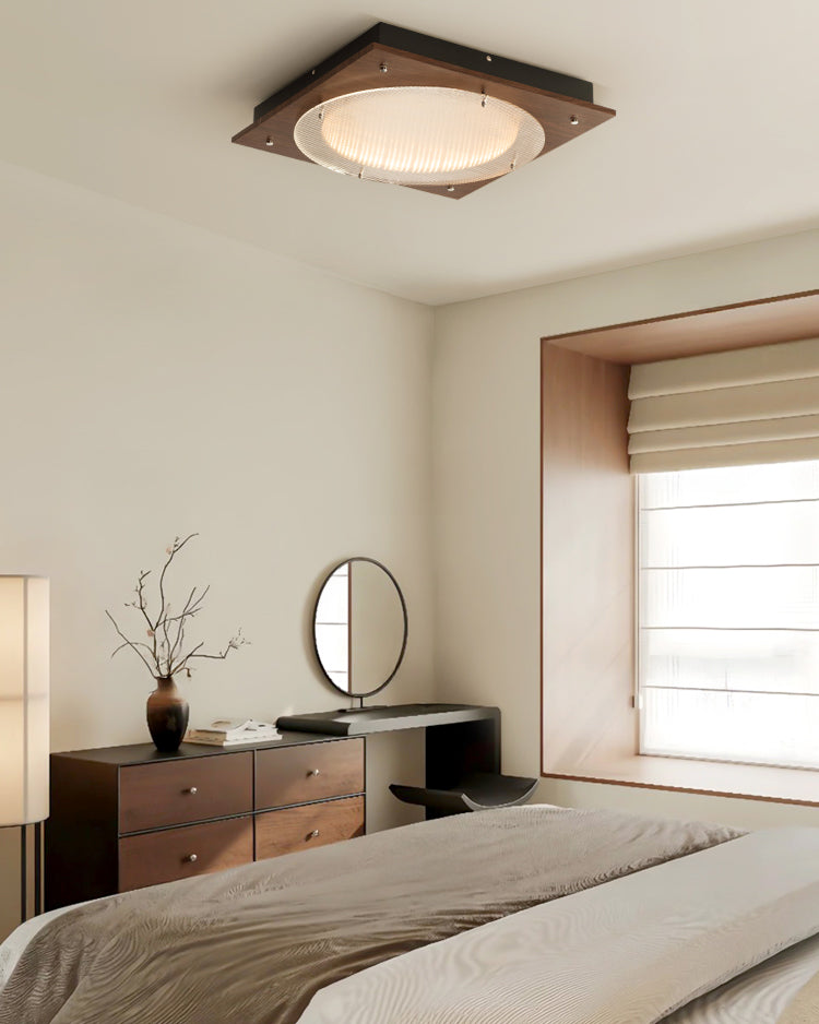 WOMO Walnut/Chrome Square Ceiling Light-WM1218