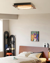 WOMO Walnut/Chrome Square Ceiling Light-WM1218