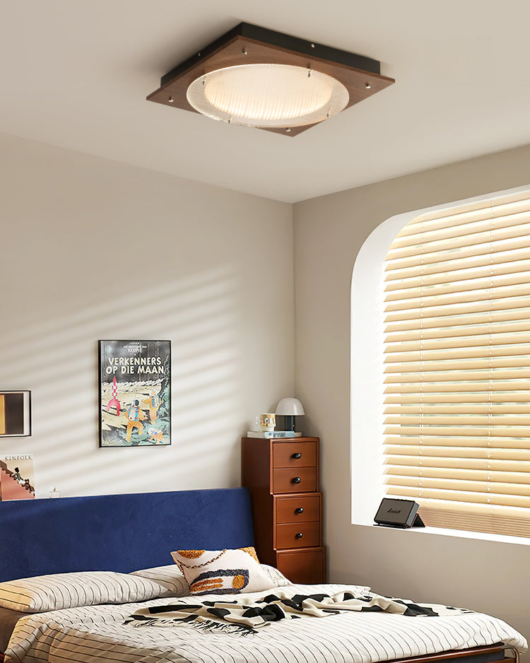 WOMO Walnut/Chrome Square Ceiling Light-WM1218