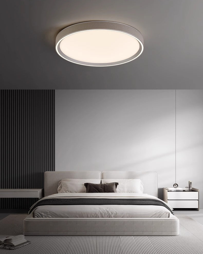 WOMO Leather Round Flat Ceiling Light-WM1225