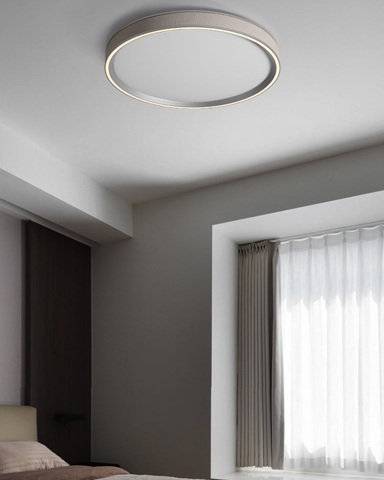 WOMO Leather Round Flat Ceiling Light-WM1225