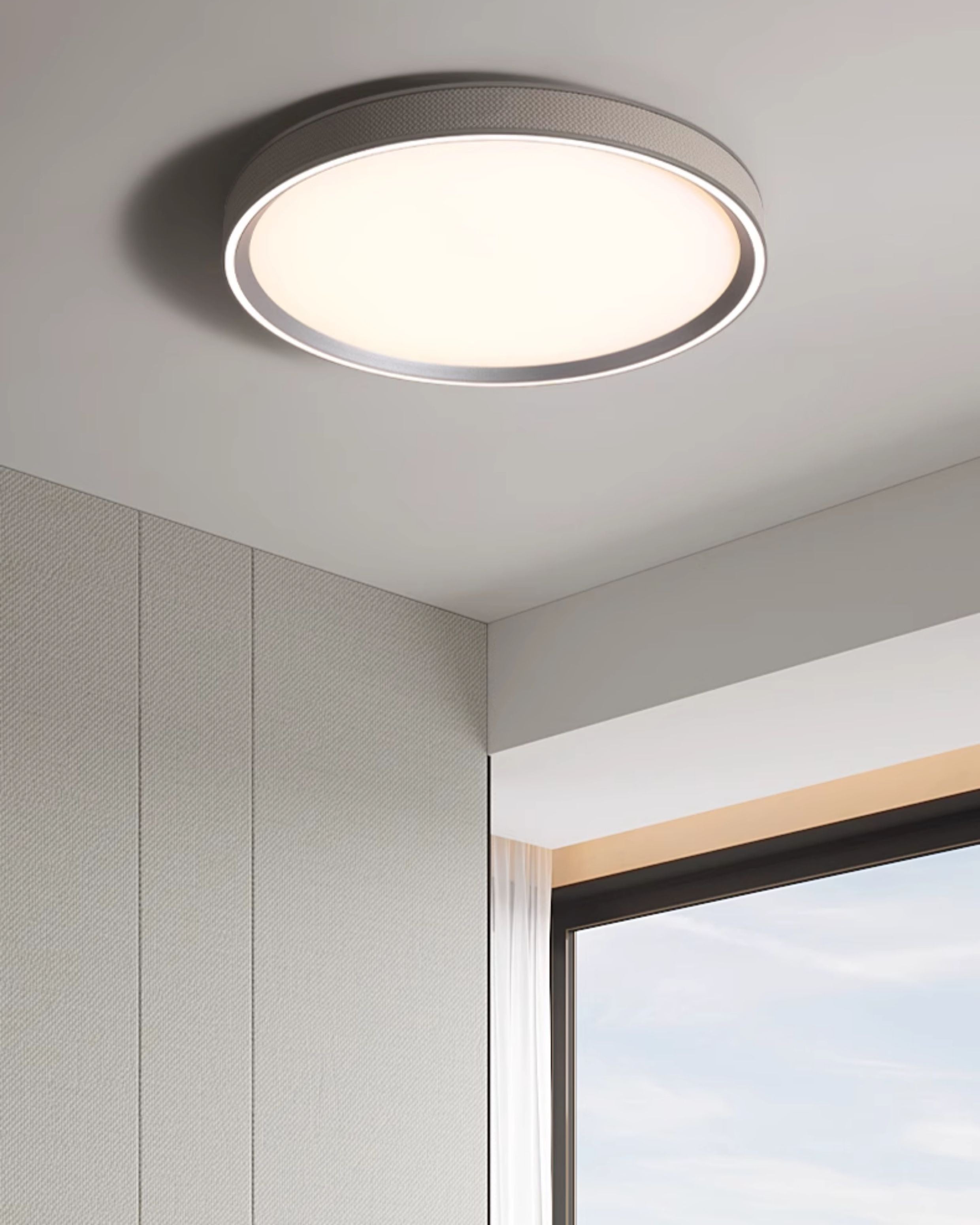 WOMO Leather Round Flat Ceiling Light-WM1225