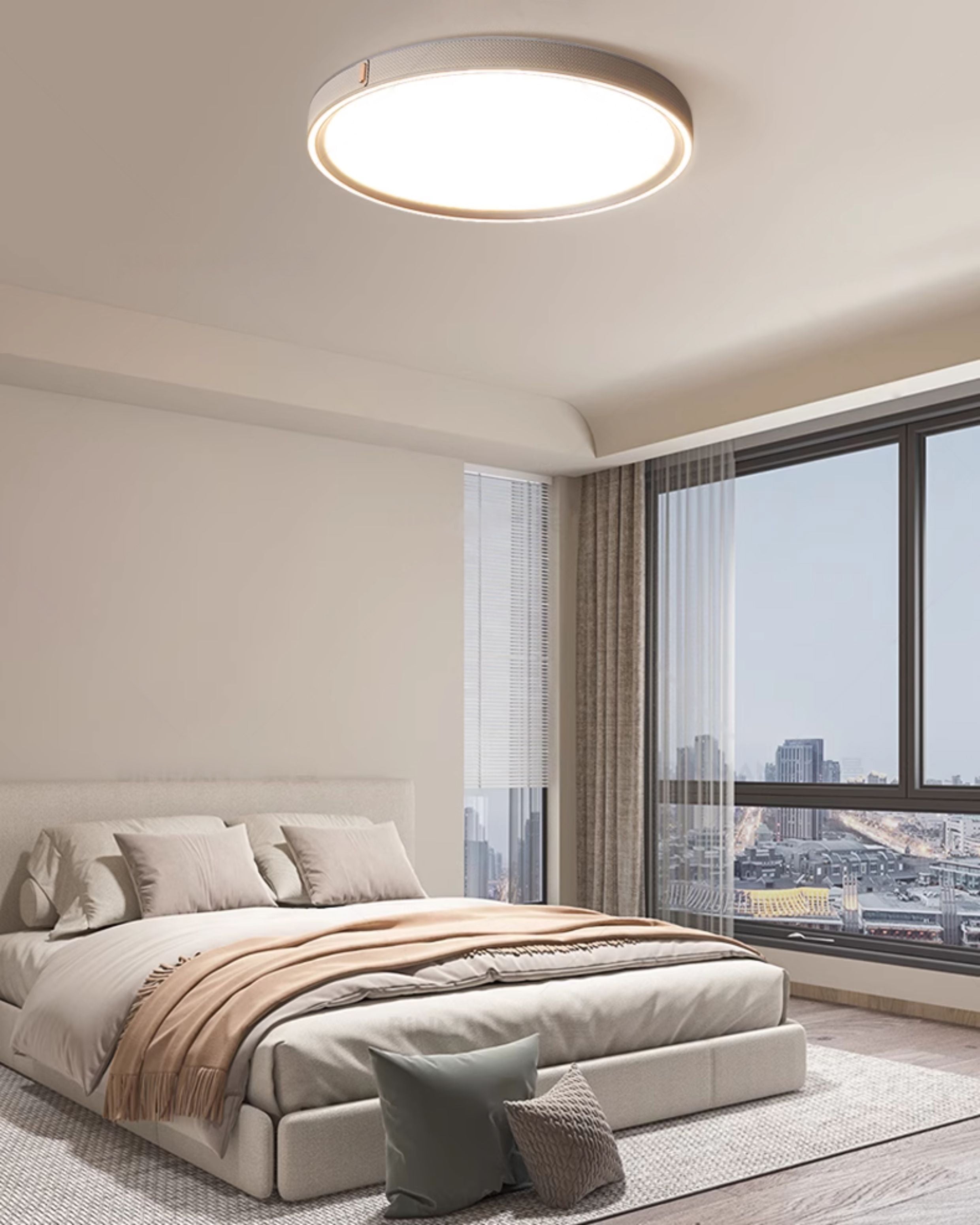 WOMO Grey Round Leather Ceiling Light-WM1231