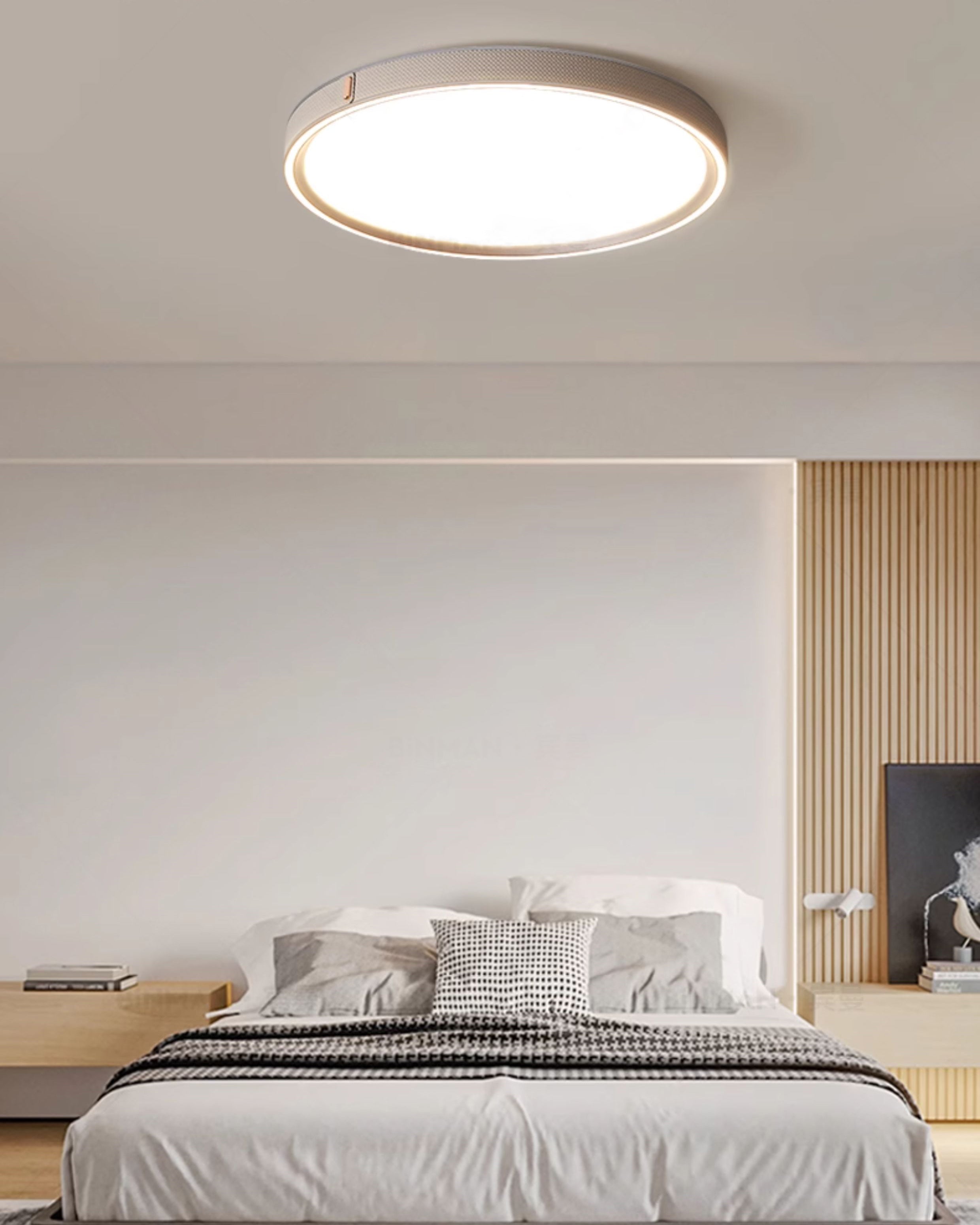 WOMO Grey Round Leather Ceiling Light-WM1231
