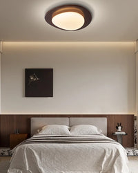 WOMO Oval Walnut Flush Mount Ceiling Light-WM1235