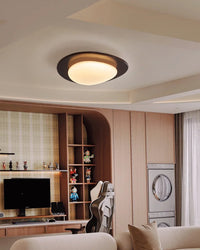 WOMO Oval Walnut Flush Mount Ceiling Light-WM1235
