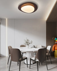 WOMO Oval Walnut Flush Mount Ceiling Light-WM1235