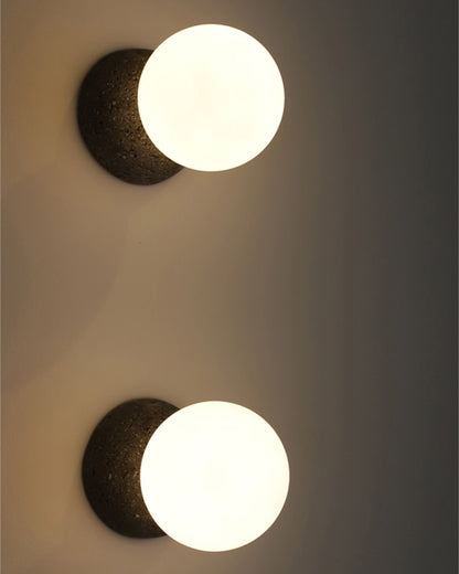 WOMO White & Black Glass Globe Wall Sconce-WM6103