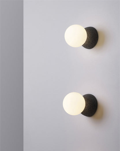 WOMO White & Black Glass Globe Wall Sconce-WM6103