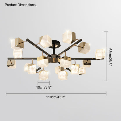 WOMO Prismatic Cube Gold Chandelier-WM2211