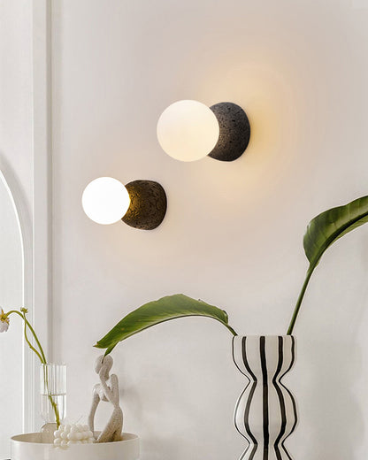 WOMO White & Black Glass Globe Wall Sconce-WM6103