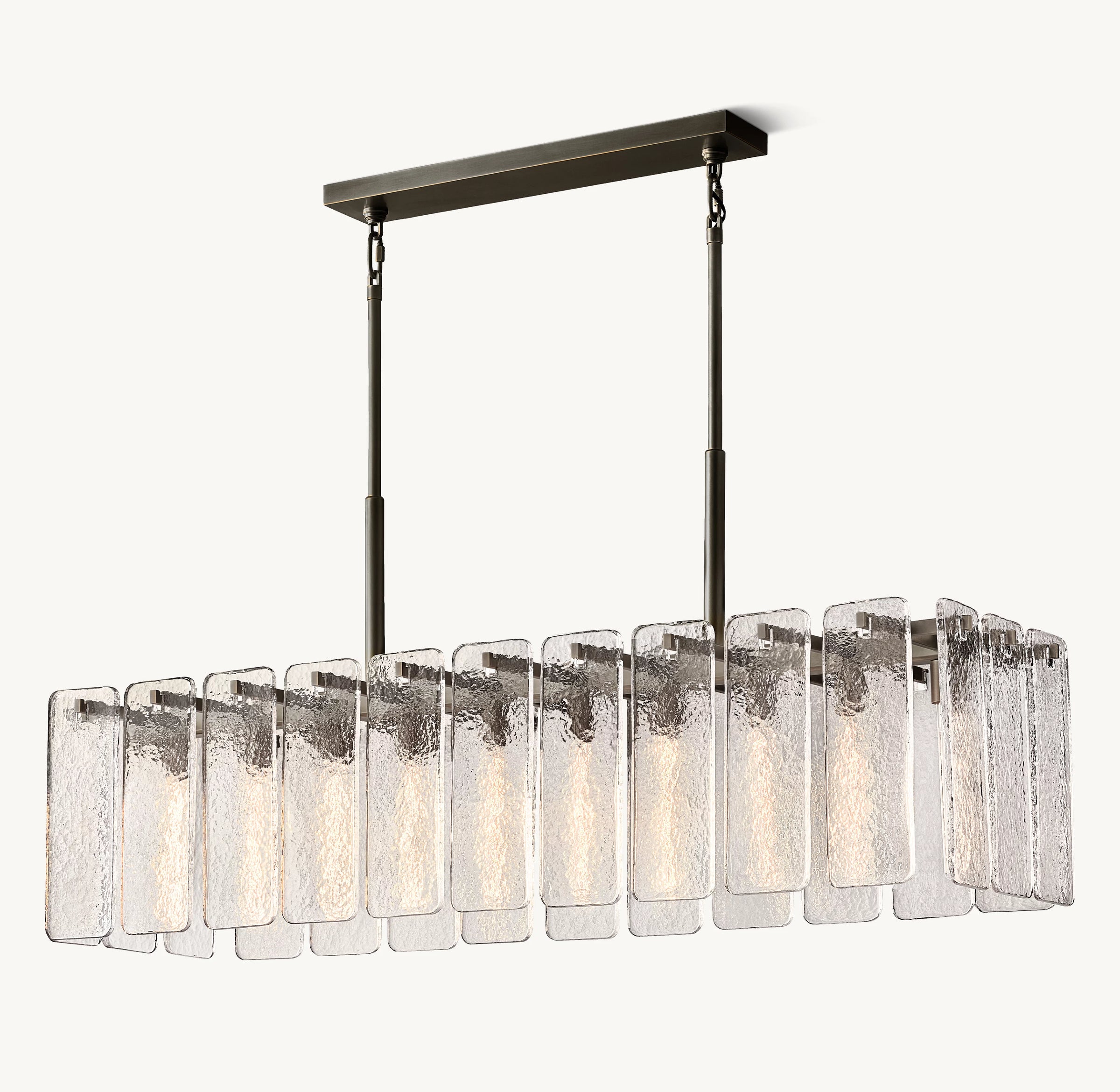 WOMO Textured Glass Rectangular Chandelier - Calamette