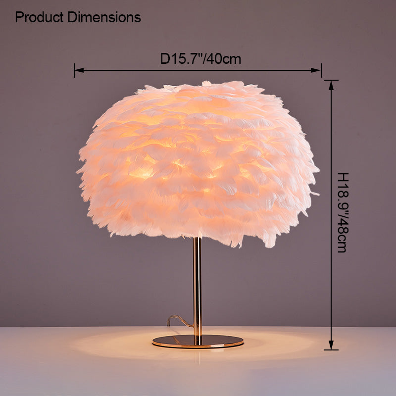 WOMO Pretty Round Feather Table Night Lamp-WM8038