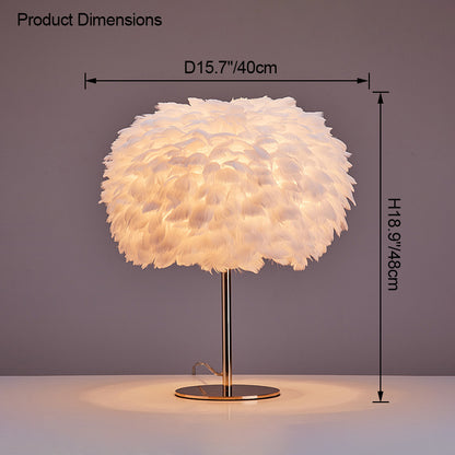 WOMO Pretty Round Feather Table Night Lamp-WM8038