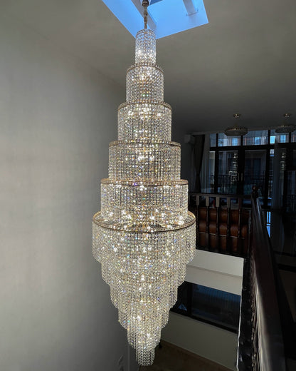 WOMO Tiered Crystal Foyer Chandelier-WM2386