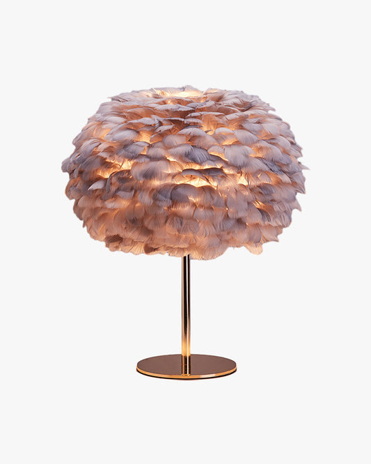 WOMO Pretty Round Feather Table Night Lamp-WM8038