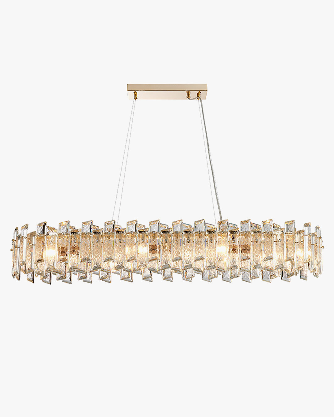 WOMO Gold Crystal Long Oval Chandelier-WM2403