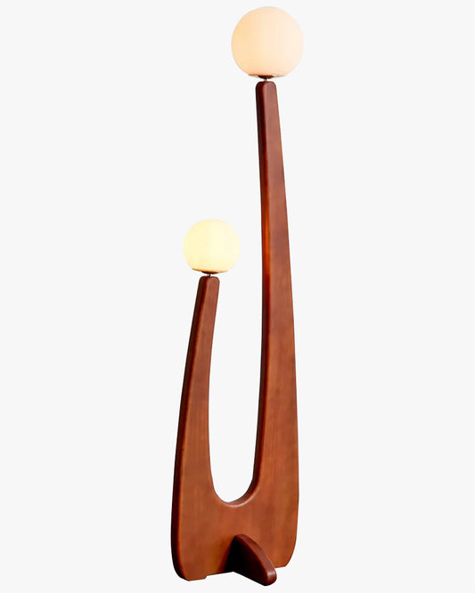 WOMO Globe Wood Sculptural Floor Lamp-WM7131