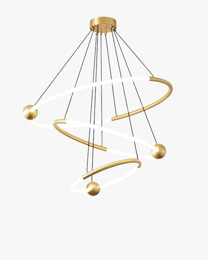 WOMO Tiered Circular Led Brass Chandelier-WM2342