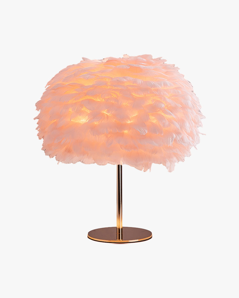 WOMO Pretty Round Feather Table Night Lamp-WM8038