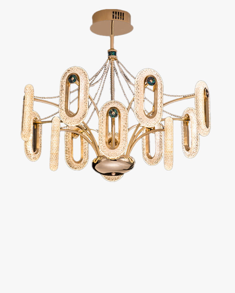 WOMO Rose Gold Long Oval Chandelier-WM2402