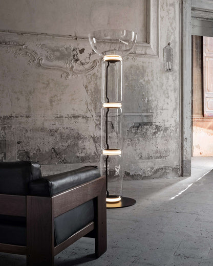 WOMO Glass Column Torchiere Floor Lamp-WM7018