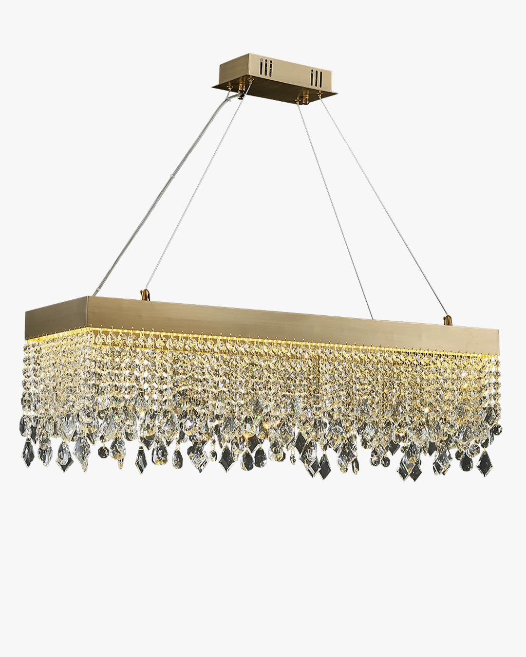 WOMO Rectangular Crystal Fringe Chandelier-WM2349