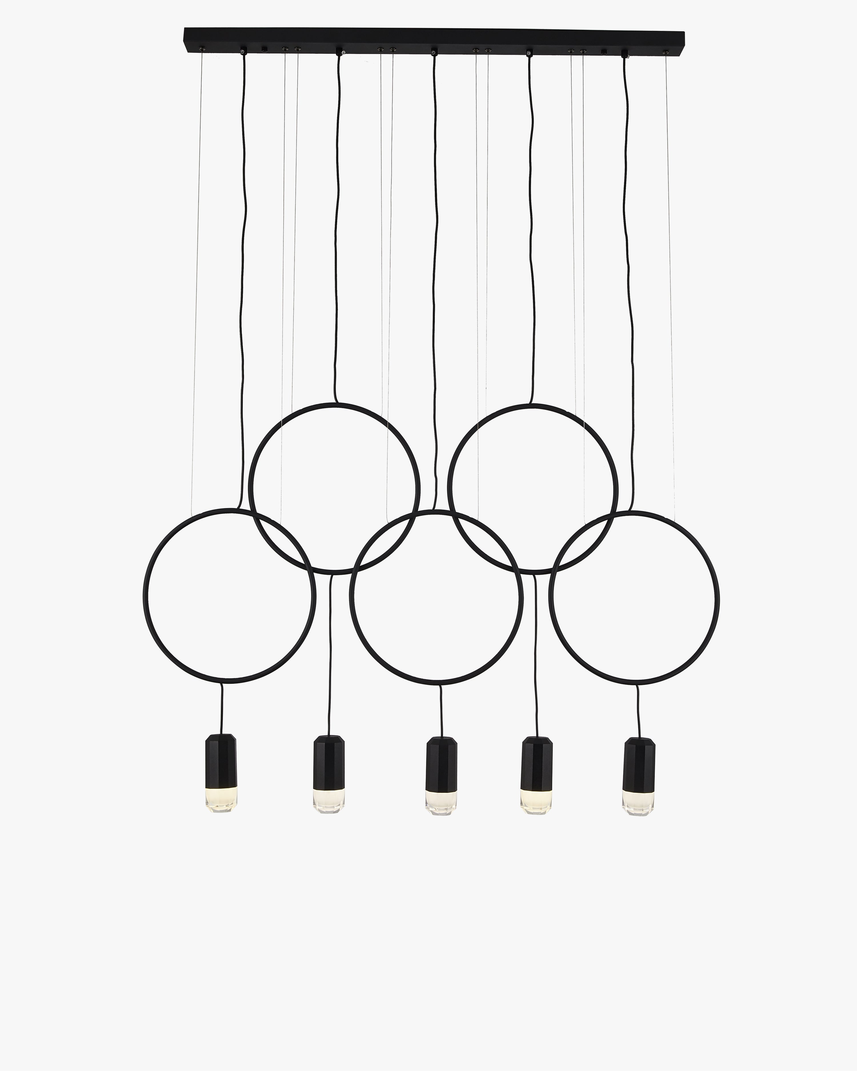 WOMO Staggered Black Ring Pendant Light-WM2609