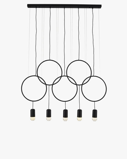 WOMO Staggered Black Ring Pendant Light-WM2609