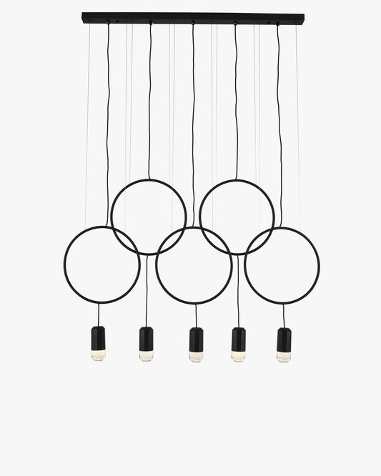 WOMO Staggered Black Ring Pendant Light-WM2609