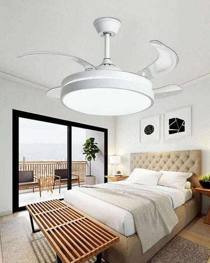 WOMO Retractable White Ceiling Fan Lamp-WM5079