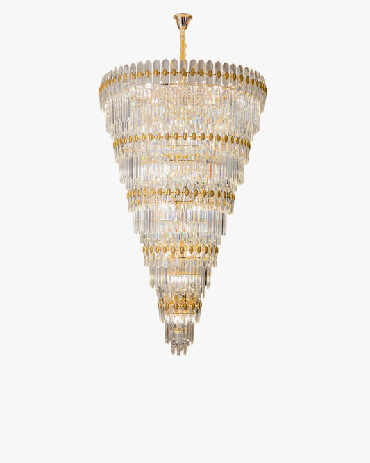 WOMO Tiered Tapered Gold Crystal Chandelier-WM2533