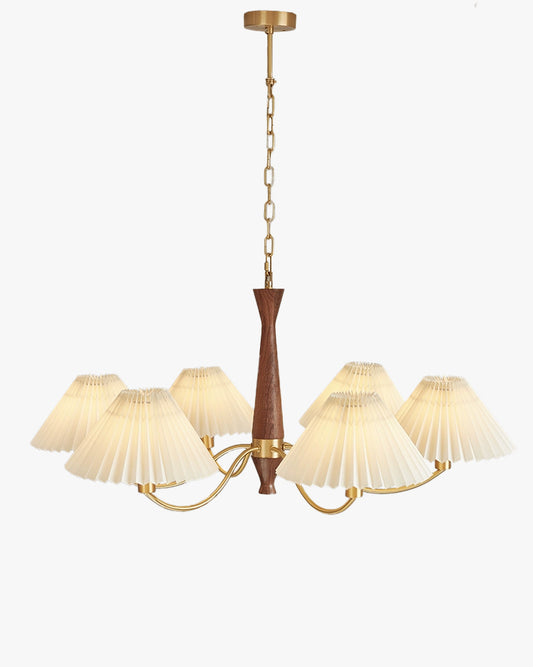 WOMO Pleated Shaded Wood Chandelier-WM2864