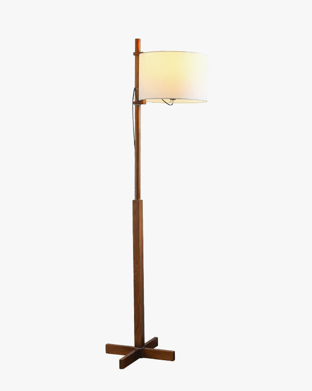 WOMO Wood Fabric Shaded Floor Lamp-WM7101